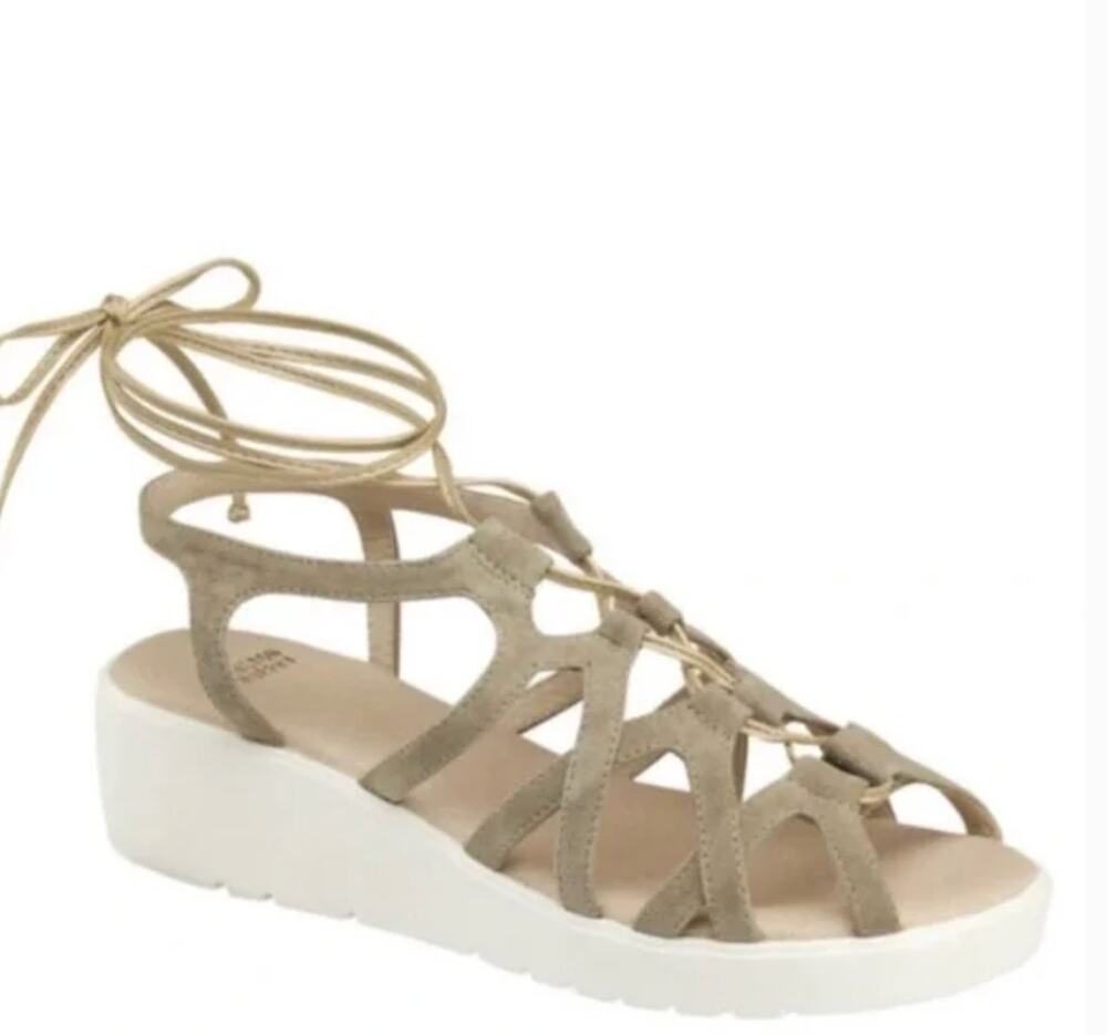 Johnston & Murphy Strappy Sandals 7 Tan Beige Platform 90s Y2K